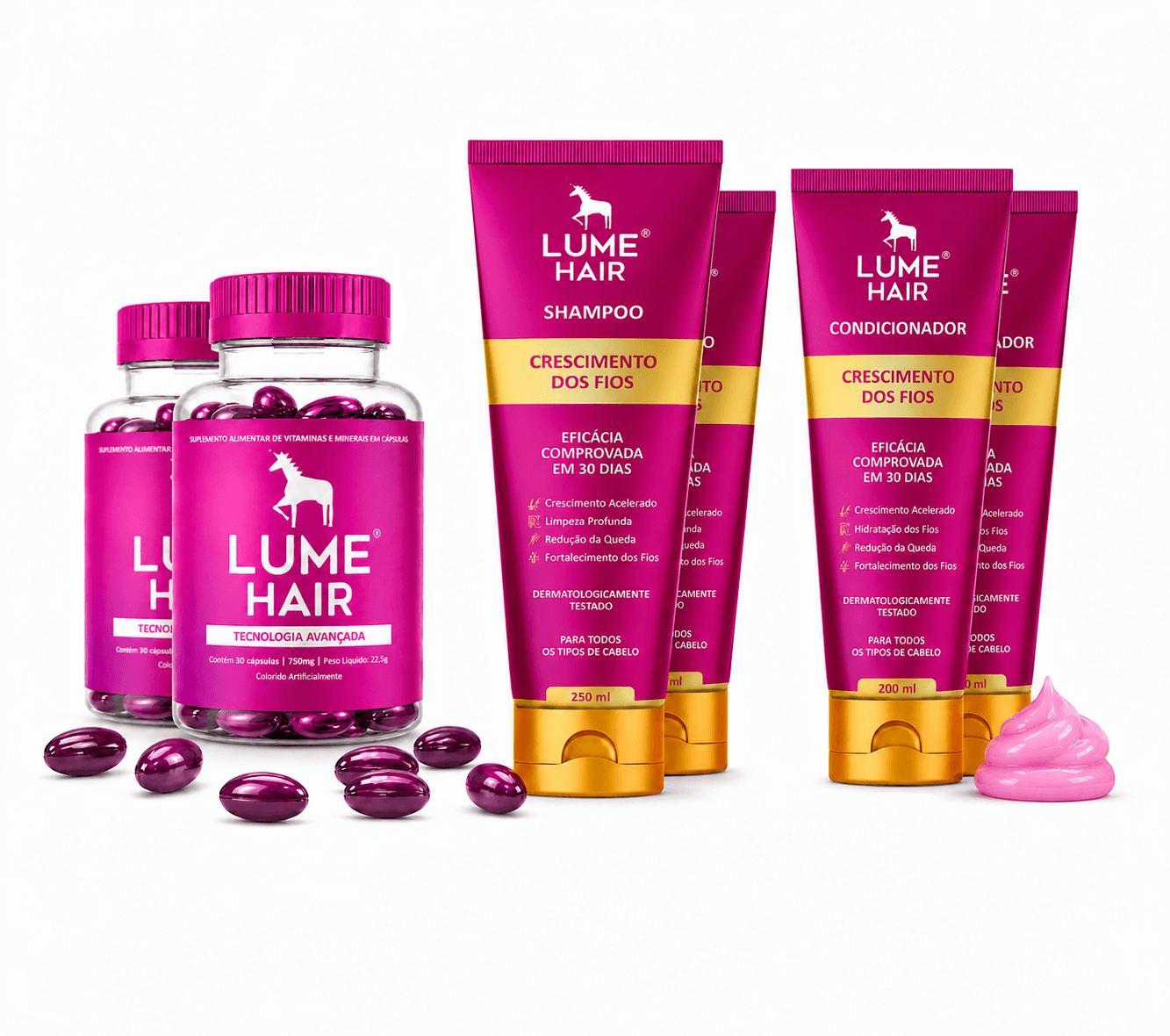 2 Vitaminas + 2 Shampoos + 2 Condicionadores