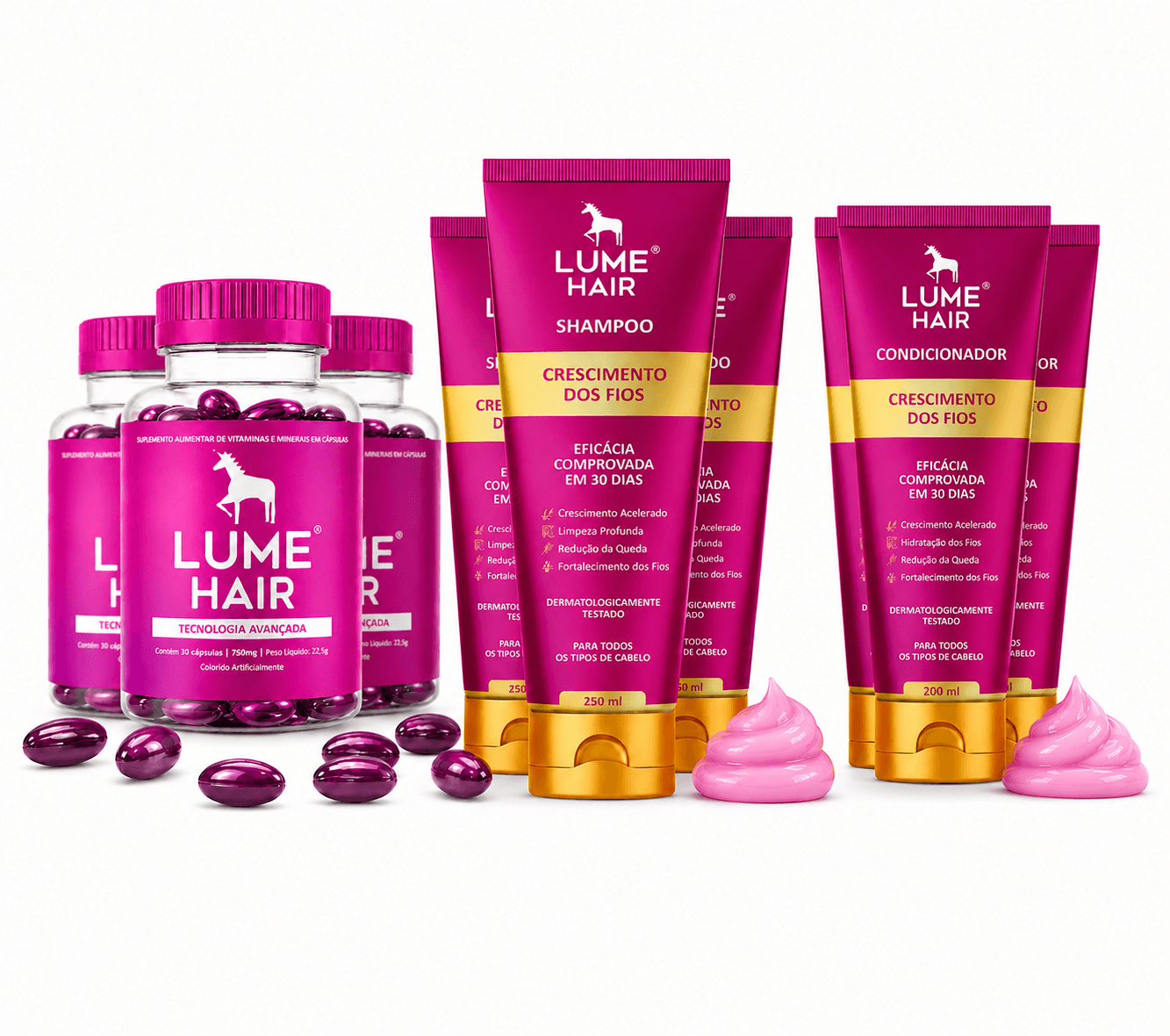 3 Vitaminas + 3 Shampoos + 3 Condicionadores